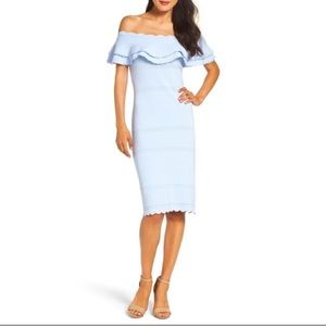Eliza J. Powder Blue off shoulder midi dress - large